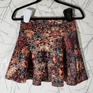 Abercombie & Fitch Abstract Kaleidoscope Floral Printed Skater Skirt